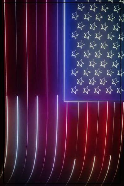 American flag made with neon lights.